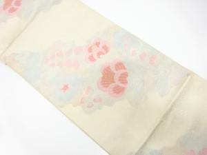 霞に花模様織り出し　名古屋帯